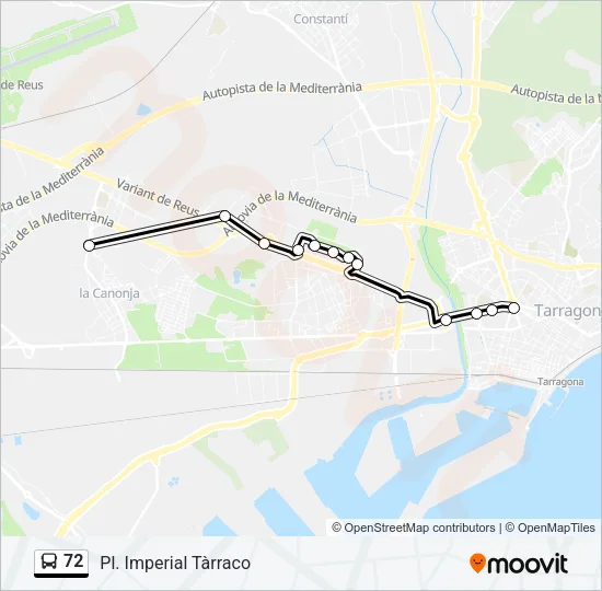 72 Bus Line Map