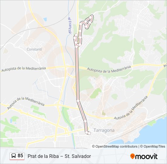 Mapa de 85 de autobús