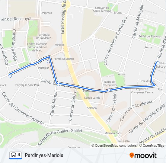 Mapa de 4 de autobús