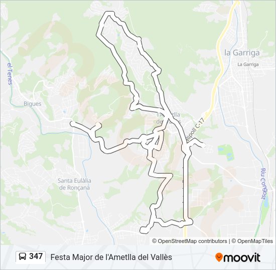 Mapa de 347 de autobús