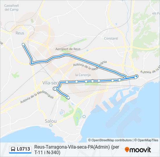 Mapa de L0713 de autobús