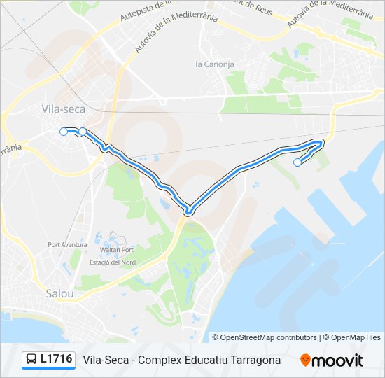 Mapa de L1716 de autobús