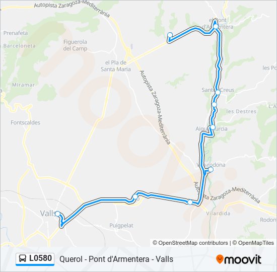 Mapa de L0580 de autobús