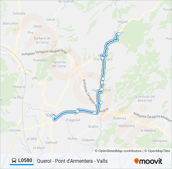 Mapa de L0580 de autobús