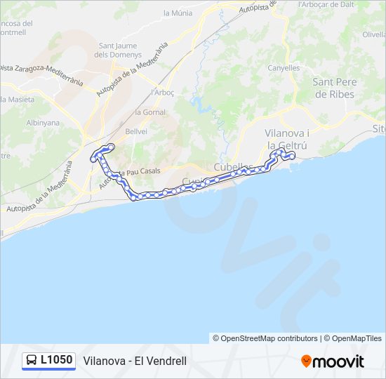 Mapa de L1050 de autobús