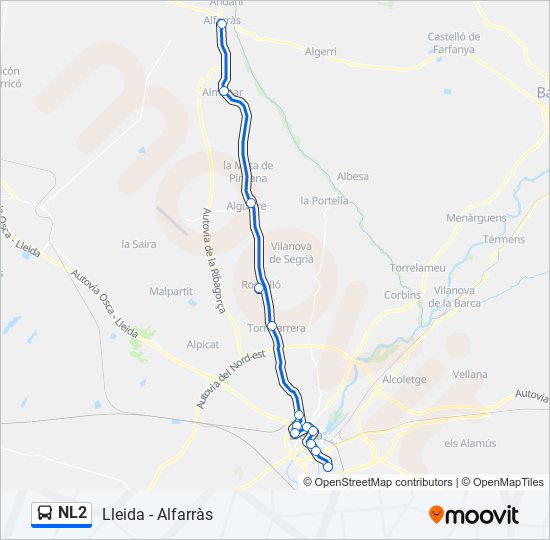 Mapa de NL2 de autobús