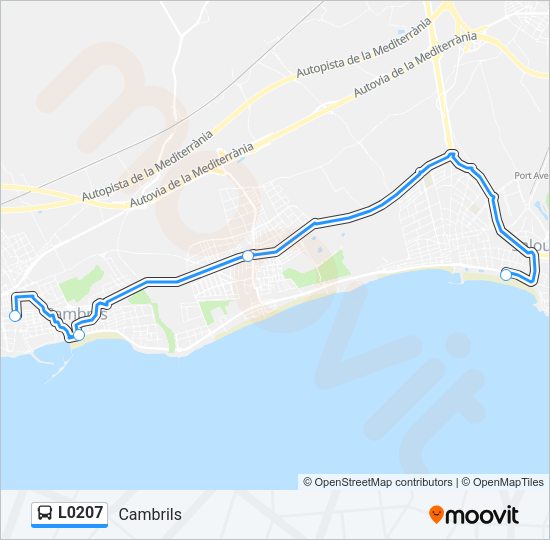Mapa de L0207 de autobús