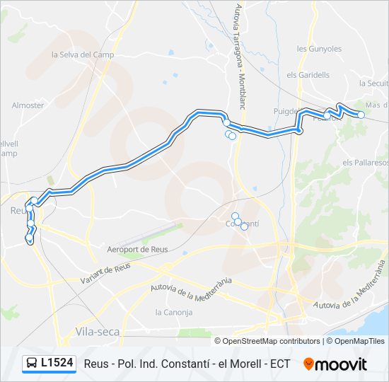 Mapa de L1524 de autobús