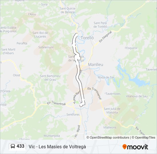 Mapa de 433 de autobús