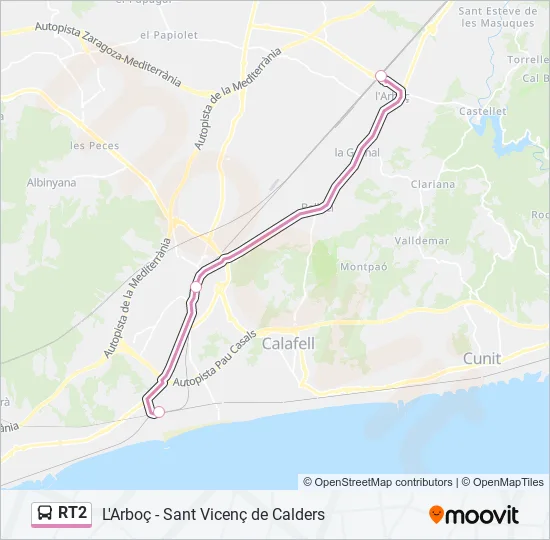 RT2 bus Mapa de línia