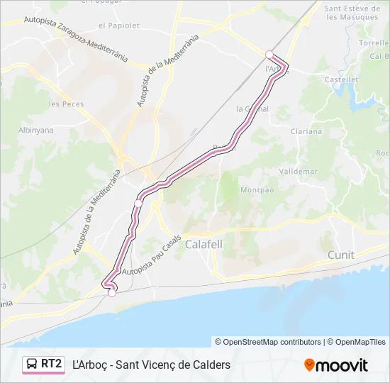 RT2 bus Mapa de línia