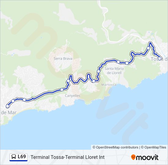 Mapa de L69 de autobús
