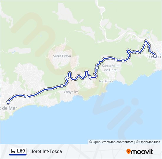 Mapa de L69 de autobús