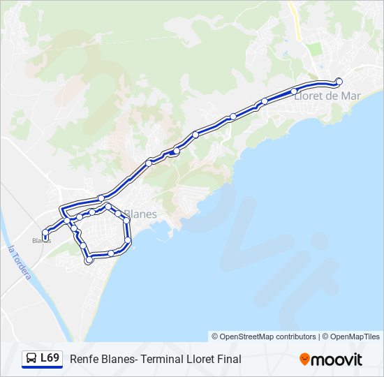 Mapa de L69 de autobús