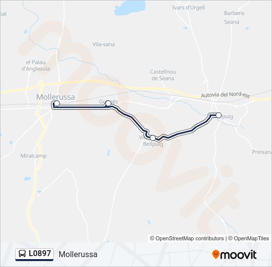 Mapa de L0897 de autobús