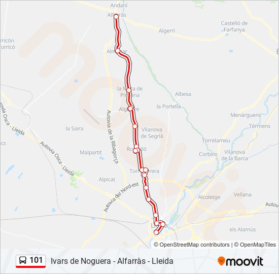 101 bus Mapa de línia