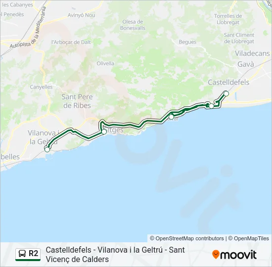 R2 Bus Line Map