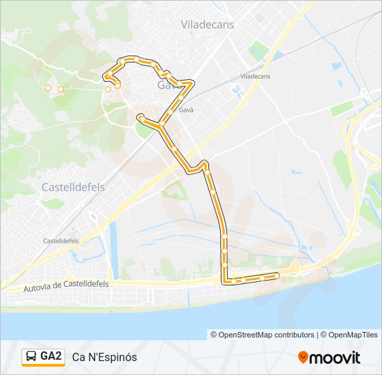 GA2 Bus Line Map