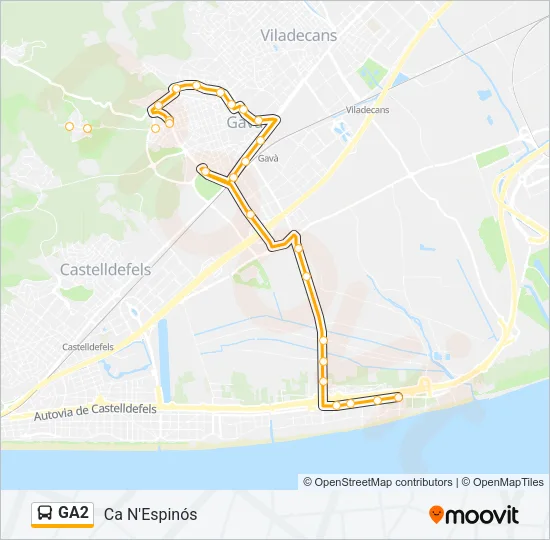 GA2 Bus Line Map