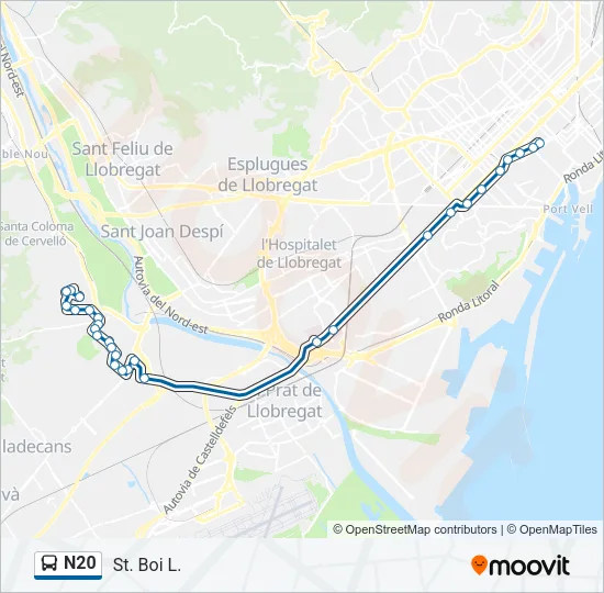 N20 Bus Line Map