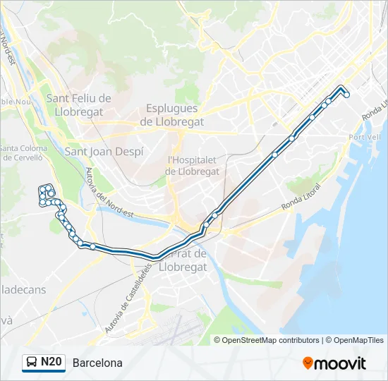 N20 Bus Line Map