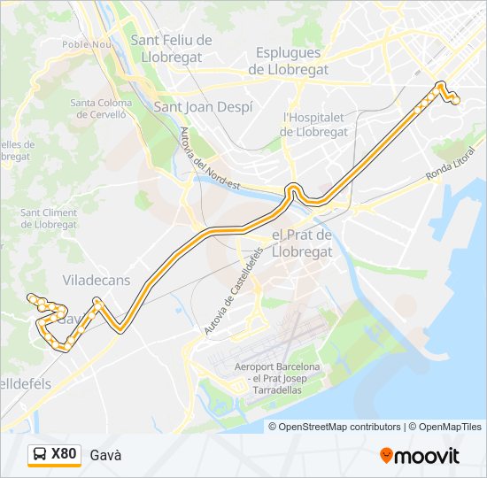 Mapa de X80 de autobús
