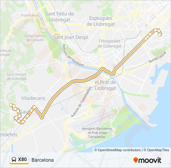 Mapa de X80 de autobús