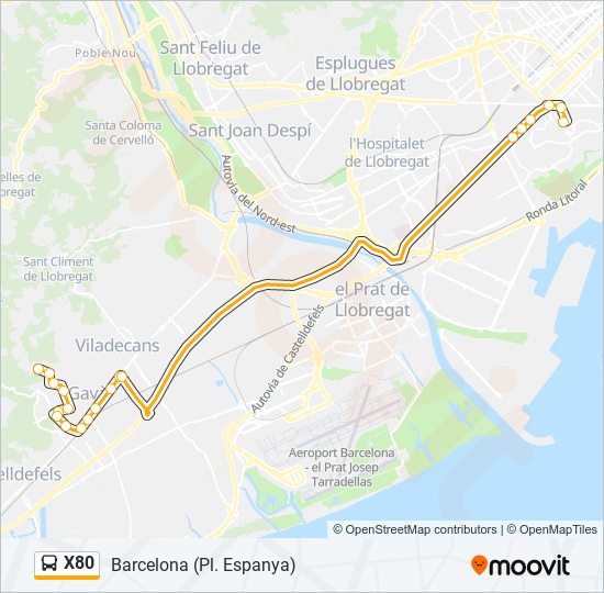 Mapa de X80 de autobús