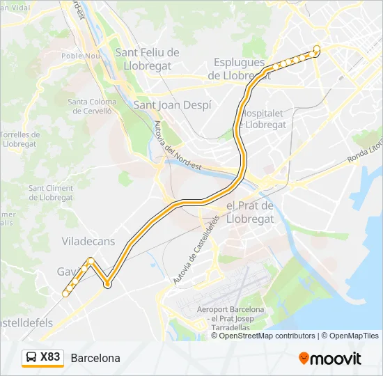 X83 Bus Line Map
