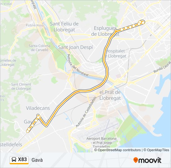 X83 Bus Line Map