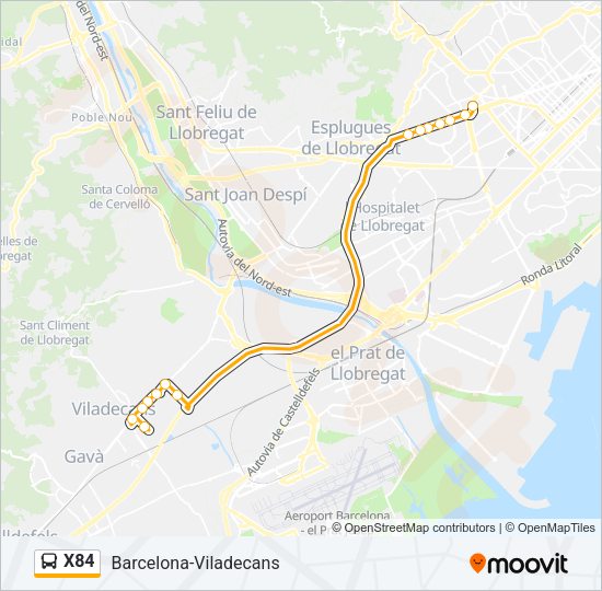 Mapa de X84 de autobús
