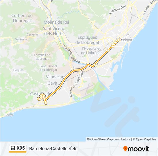 X95 Bus Line Map