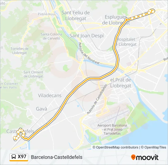 X97 Bus Line Map