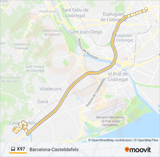 Mapa de X97 de autobús