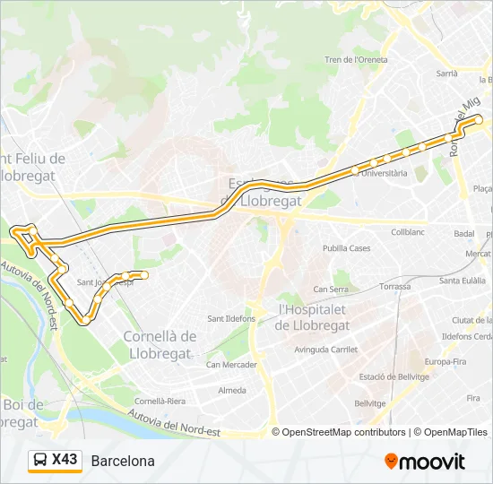 X43 Bus Line Map