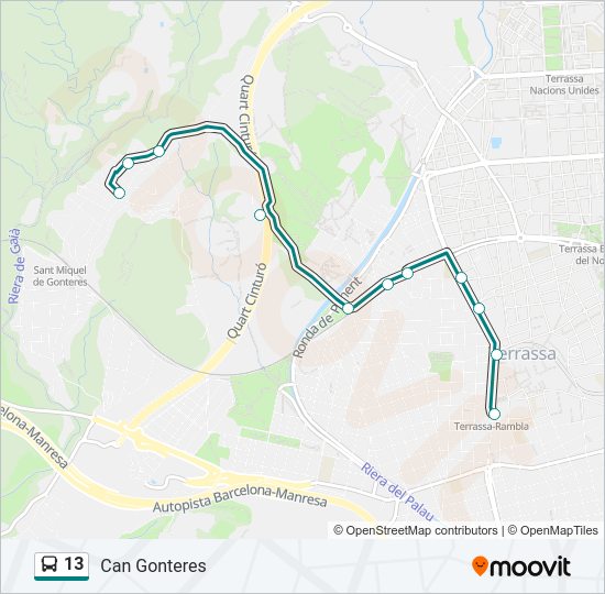 Mapa de 13 de autobús