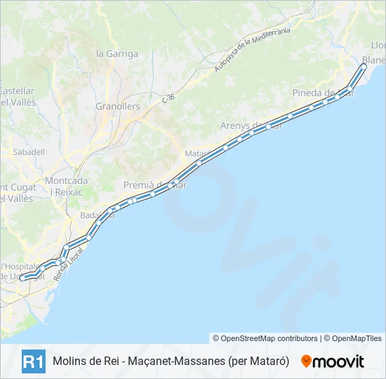 R1 Train Line Map