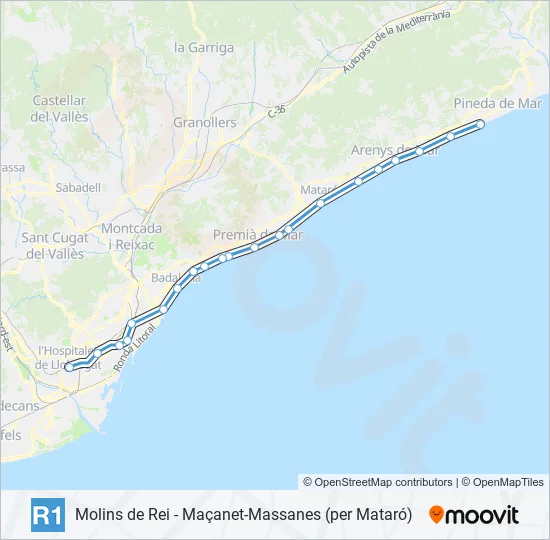 R1 Train Line Map