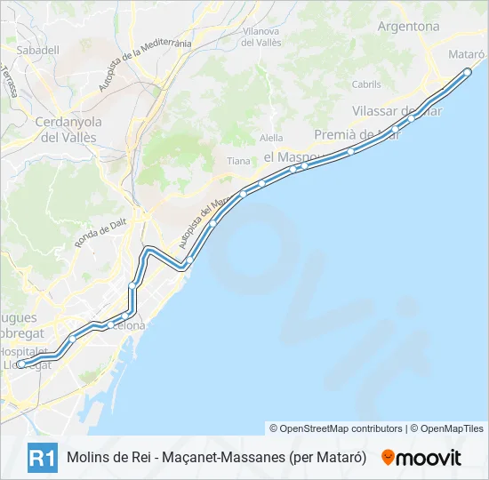 R1 Train Line Map