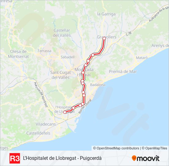 Mapa de R3 de tren