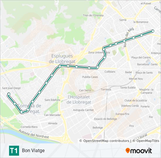 T1 tramvia Line Map