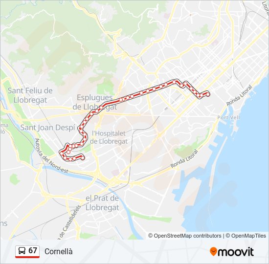 67 bus Line Map