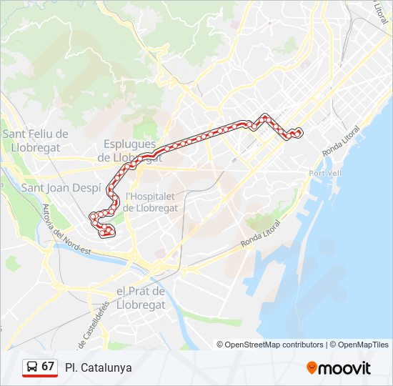 Mapa de 67 de autobús