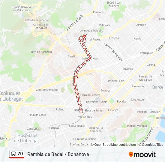 70 Bus Line Map