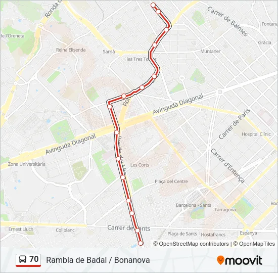 70 Bus Line Map