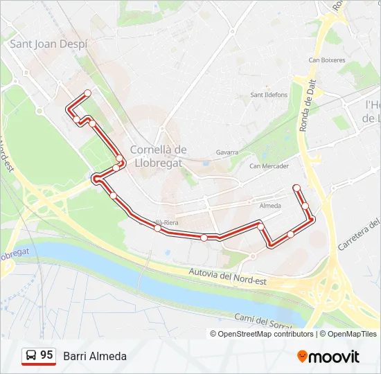 95 Bus Line Map