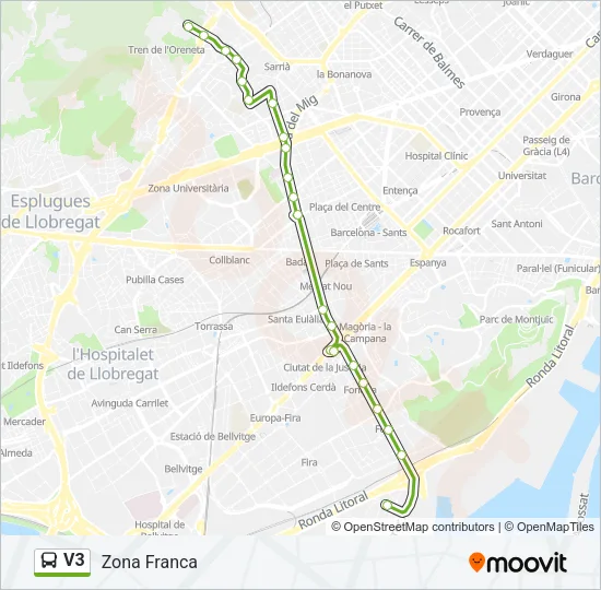 V3 bus Mapa de línia