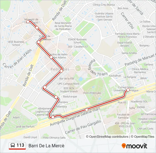 113 Bus Line Map
