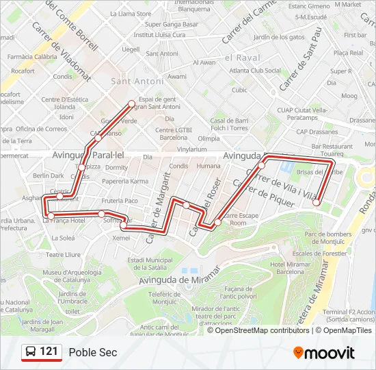 121 Bus Line Map