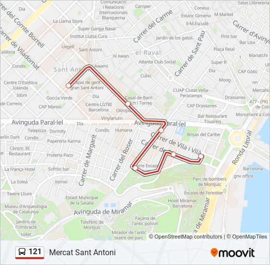 121 bus Line Map